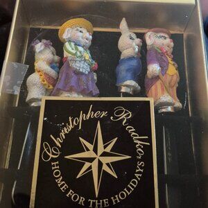 Christopher Radko Spreaders Pate Cheese Knives 4pc Set Bunnies Easter Cute EUC